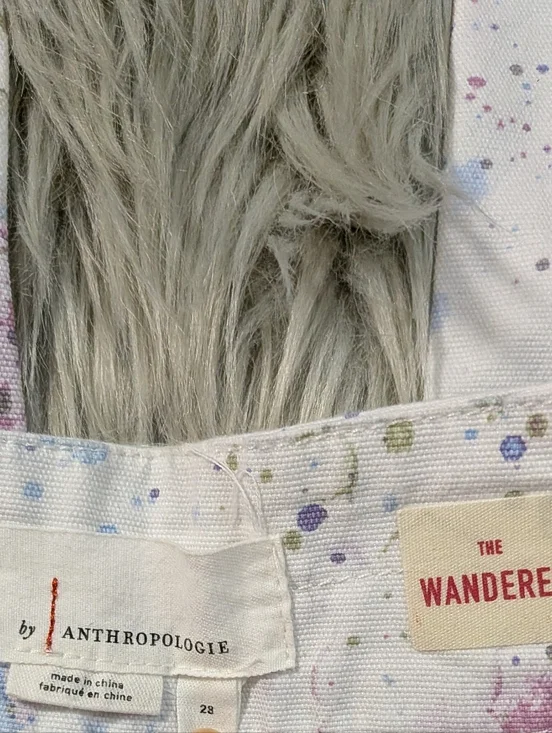 Anthropologie White Canvas Tote with Multicolor Paint Splatters - Picture 7 of 8